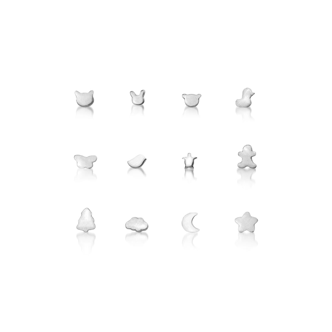 Fine silver Micro stud earrings [mix-or-match pair]