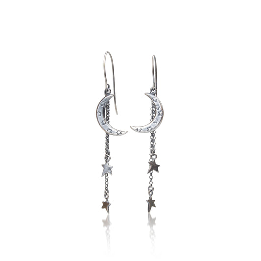 Starry Skies & Silver Moon Earrings