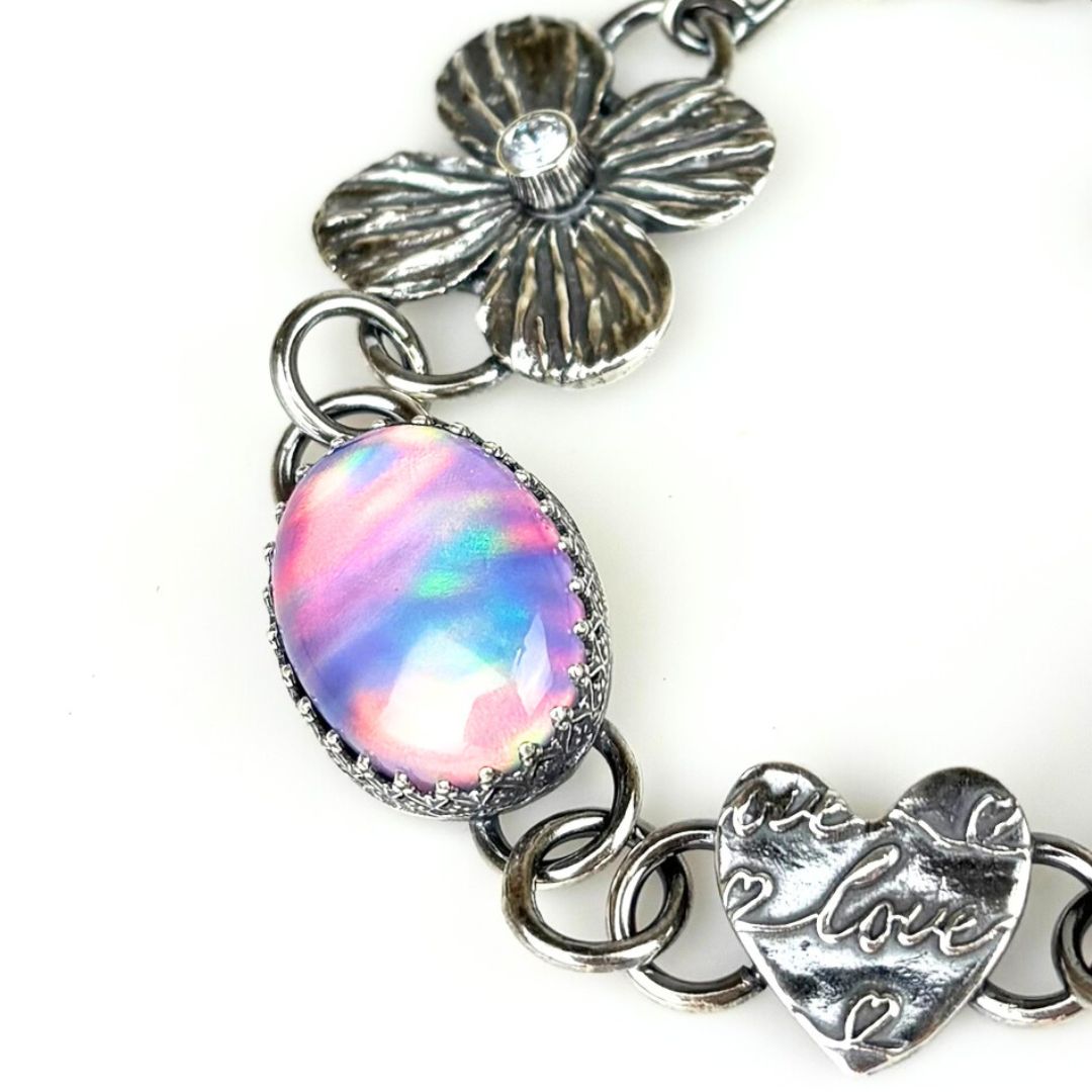 Jewellery by Toni-Maree Silver Love & Flowers Bracelet