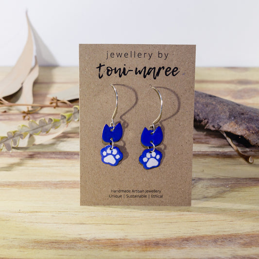 Enamel Kitty Cat Dangle Earrings