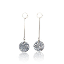 Load image into Gallery viewer, Fine silver Floral Print stud earrings
