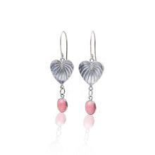 Load image into Gallery viewer, Fine silver Palm Leaf drop earrings with natural gemstone
