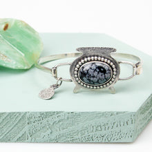 Load image into Gallery viewer, Sterling silver Witches Cauldron bangle with natural gemstone
