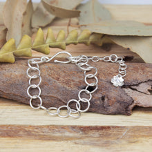 Load image into Gallery viewer, Sterling silver Forget-Me-Not flower bracelet with charm

