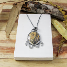 Load image into Gallery viewer, Sterling silver one-of-a kind Snake pendant with natural gemstone

